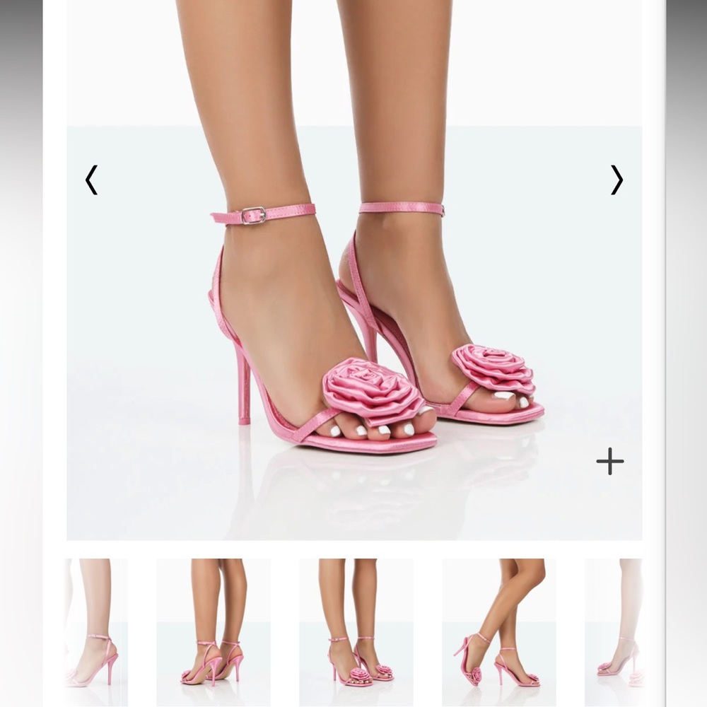 RURU PINK SATIN FLOWER BARELY THERE STILETTO HEEL
